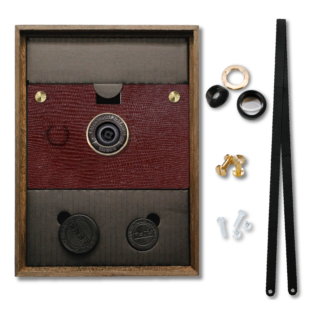 Burgundy Red Leather Textured Camera Set