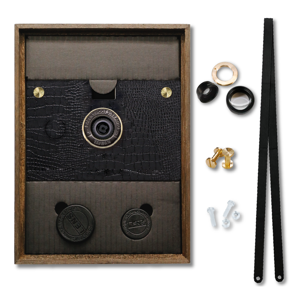 Ink Black Leather Textured Camera Set